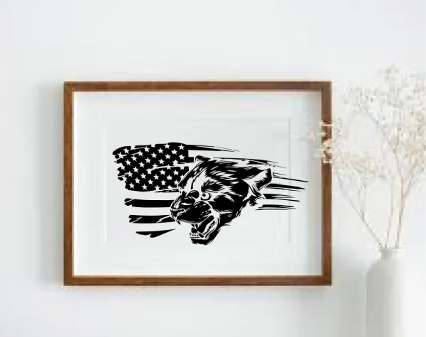 Vintage American Flag Printable Wall Art , SVG DXF EPS PNG - Image 2